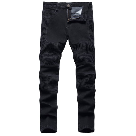 Keevoom Boys Fashion Slim Jeans Wrinkled Stretch Fit Denim Pants