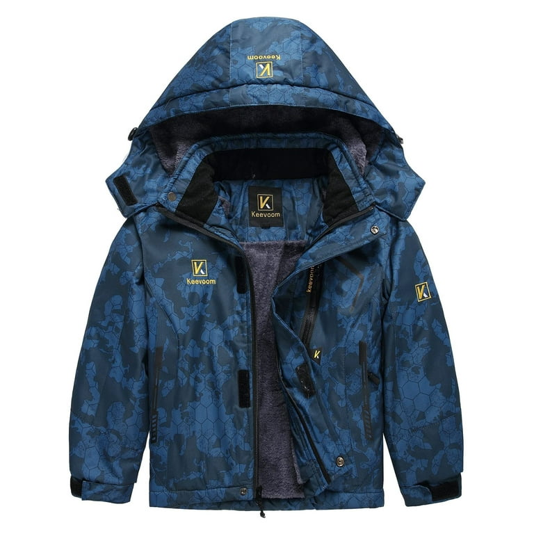 Keevoom Boys Fleece Ski Jacket Waterproof Kids Hooded Winter Warm Snow Coat