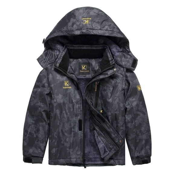 Keevoom Boys Fleece Ski Jacket Waterproof Kids Hooded Winter Warm Snow Coat
