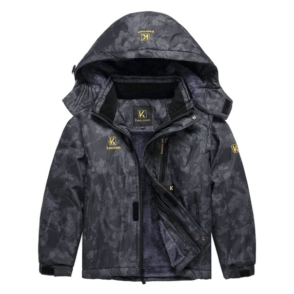 Keevoom Boys Fleece Ski Jacket Waterproof Kids Hooded Winter Warm Snow Coat