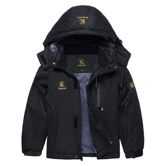 Keevoom Boys Fleece Ski Jacket Waterproof Kids Hooded Winter Warm Snow Coat