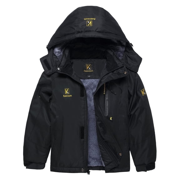 Keevoom Boys Fleece Ski Jacket Waterproof Kids Hooded Winter Warm Snow Coat