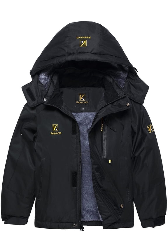 Boys Fleece Ski Jacket Waterproof Kids Hooded Winter Warm Snow Coat