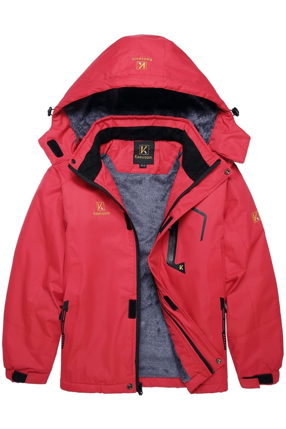 Boys Fleece Ski Jacket Waterproof Kids Hooded Winter Warm Snow Coat