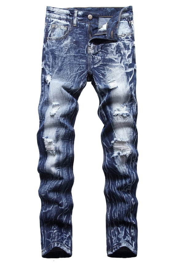 Boys Skinny Fit Ripped Distressed Stretch Slim Washed Jeans