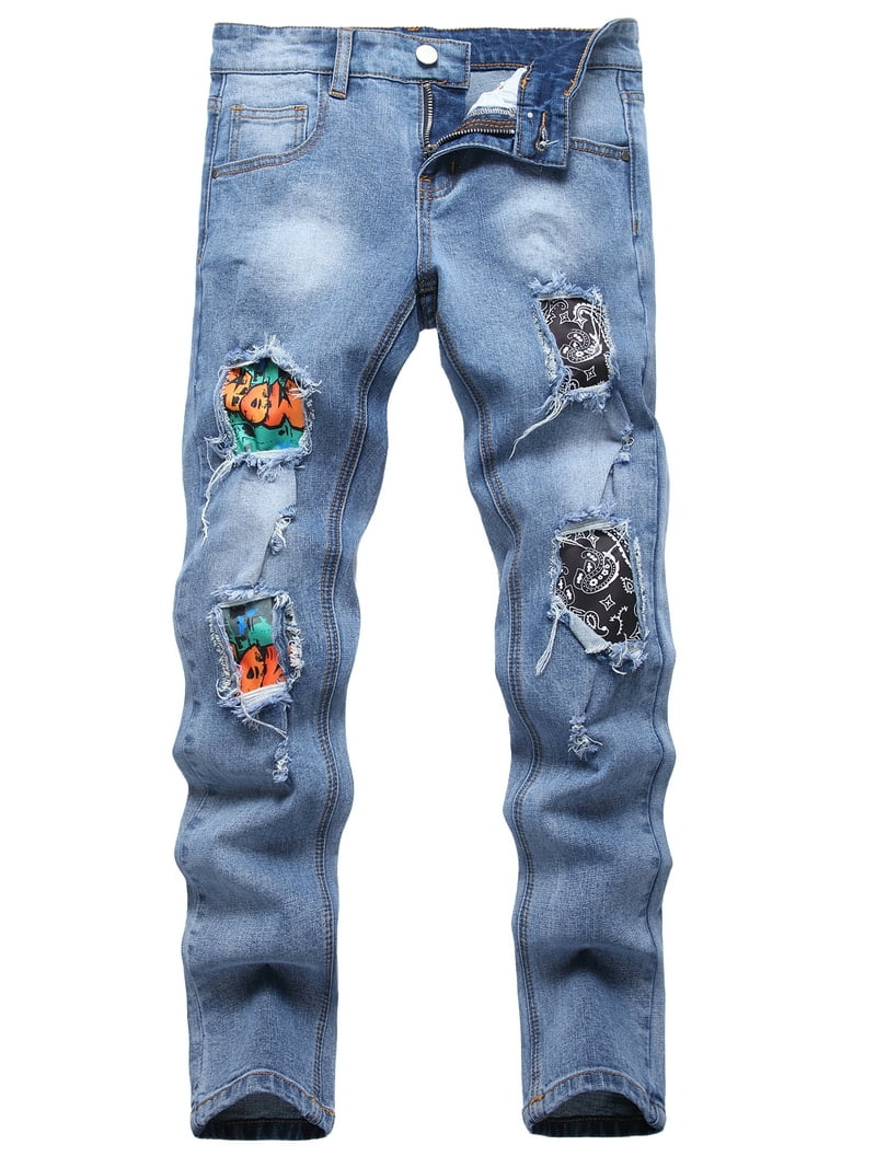 Keevoom Boys Slim Fit Jeans Skinny Ripped Distressed Stretch Slim