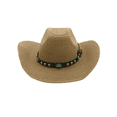 thumbnail image 1 of Keevoom Cowboy Straw Hats for Women Men Roll Brim Western Cowgirl Straw Hat Sunshade Hat, 1 of 2