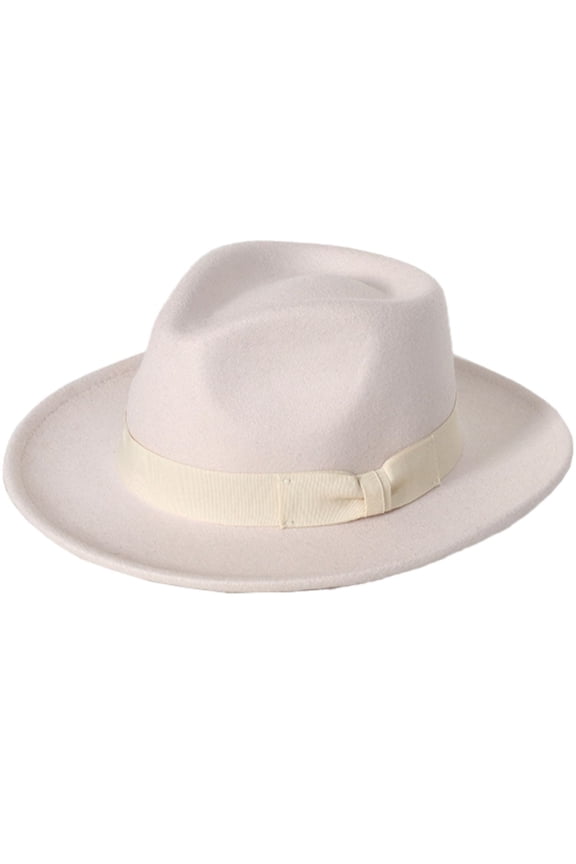 Fedora Hats for Men Women Vintage Wide Brim Felt Panama Hats Dress Hat with Bow Belt