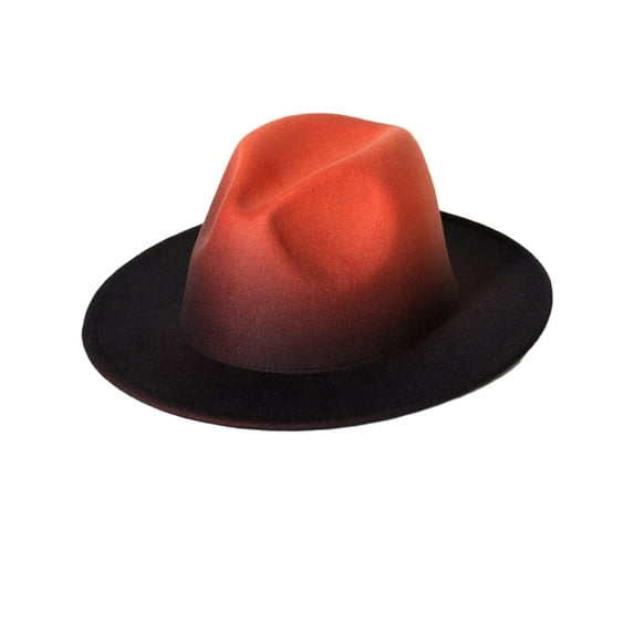 Keevoom Fedora Hats for Women Men Wide Brim Two Tone Panama Felt Hat Gradient Color Dress Hat
