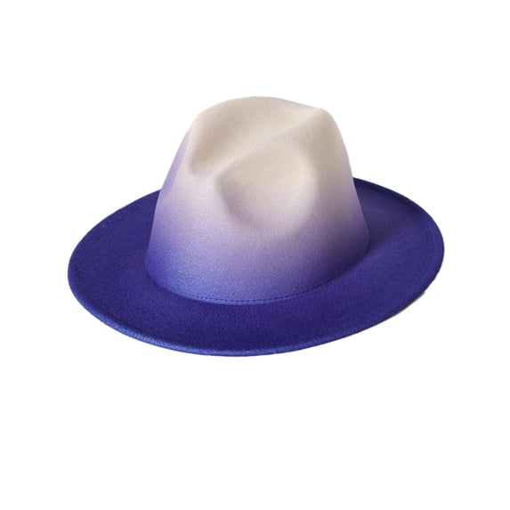 Keevoom Fedora Hats for Women Men Wide Brim Two Tone Panama Felt Hat Gradient Color Dress Hat