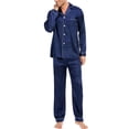 thumbnail image 1 of Keevoom Men's Silk Pajama Set Casual Long Sleeve Satin Pajamas Sleepwear, 1 of 6