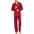 thumbnail image 1 of Keevoom Men's Silk Pajama Set Casual Long Sleeve Satin Pajamas Sleepwear, 1 of 6