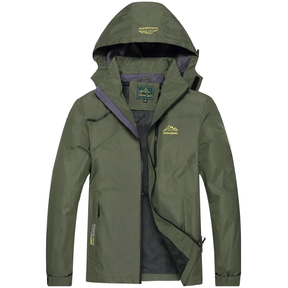 Keevoom Mens Hooded Waterproof Rain Jacket Lightweight Outdoor Windproof Raincoat Jacket