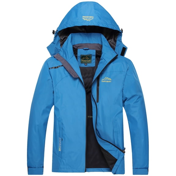 Keevoom Mens Hooded Waterproof Rain Jacket Lightweight Outdoor Windproof Raincoat Jacket