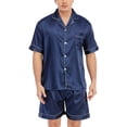 thumbnail image 1 of Keevoom Mens Silk Satin Pajamas Set Casual Short Sleeve Button Down Sleepwear Loungewear Suit, 1 of 6