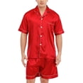 thumbnail image 1 of Keevoom Mens Silk Satin Pajamas Set Casual Short Sleeve Button Down Sleepwear Loungewear, 1 of 6