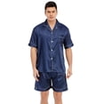 thumbnail image 1 of Keevoom Mens Silk Satin Pajamas Set Casual Short Sleeve Button Down Sleepwear Loungewear, 1 of 6