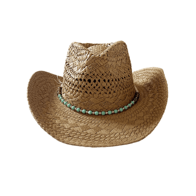 Keevoom Straw Cowboy Hats for Women Men Vintage Beach Sunshade Hat With