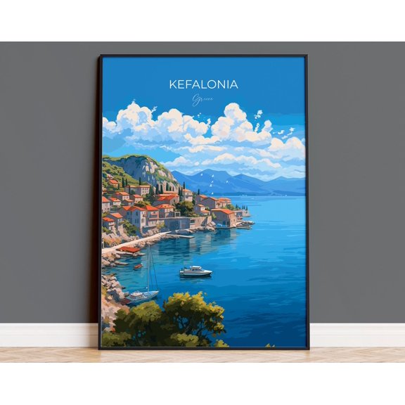 Kefalonia Print, Travel Poster of Kefalonia, Greece, Kefalonia Gift Art, Wall Art Print, 24x36 UNFRAMED
