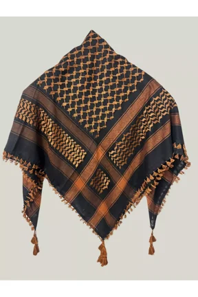 Keffiyeh Shemagh Brown Arab Scarf All Original Made In Palestine Kufiya