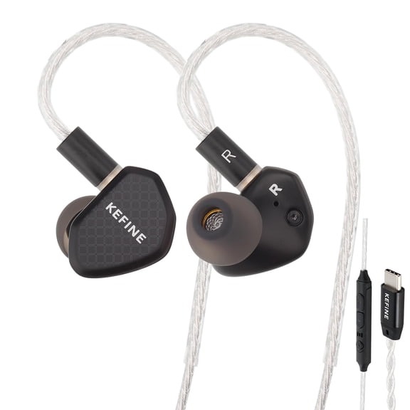 Kefine Klean in Ear Monitor,10mm DLC Wired Gaming Earbuds,0.75mm 2Pin Cable inears for Audiophile（Black,with mic）