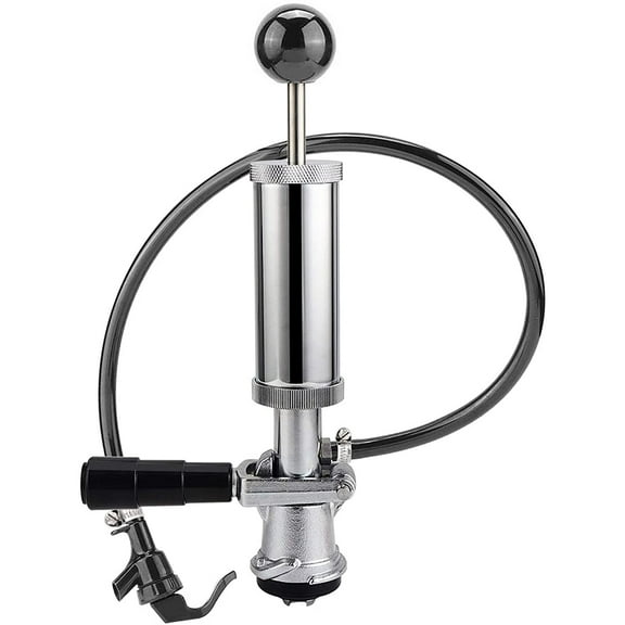 Keg Party Pump, American D System Beer Keg Tap Keg Hand Pump 4'' Picnic Pump with Beer Faucet & Beer Hose, Chrome-Plated Keg Draft Beer Party Pump with 2 Hose Clamps Kegerator Pump for Homebrew