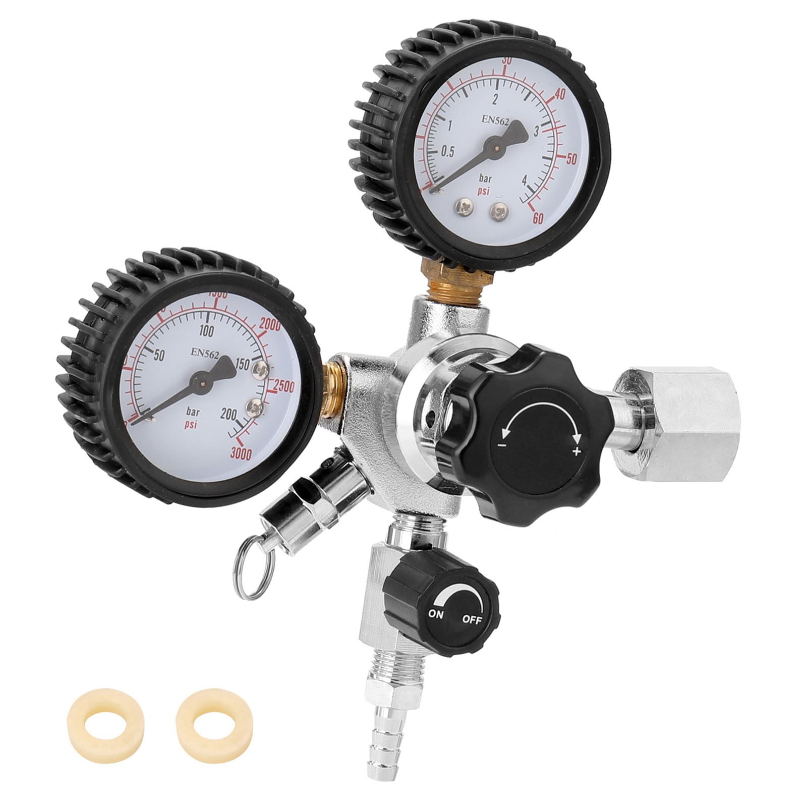 Keg Regulator Dual Gauge Pressure Relief &amp; Shut Off Valve for CGA320/W21.8 - Walmart.com