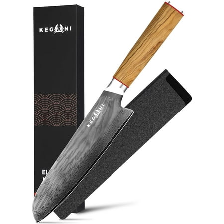 Kegani 7 Inch Santoku Knife - Professional Japanese Chef's Knife, 67 Layers AUS-10 Damascus Steel Kitchen Ultra-Sharp Knife - D-Shaped Handle