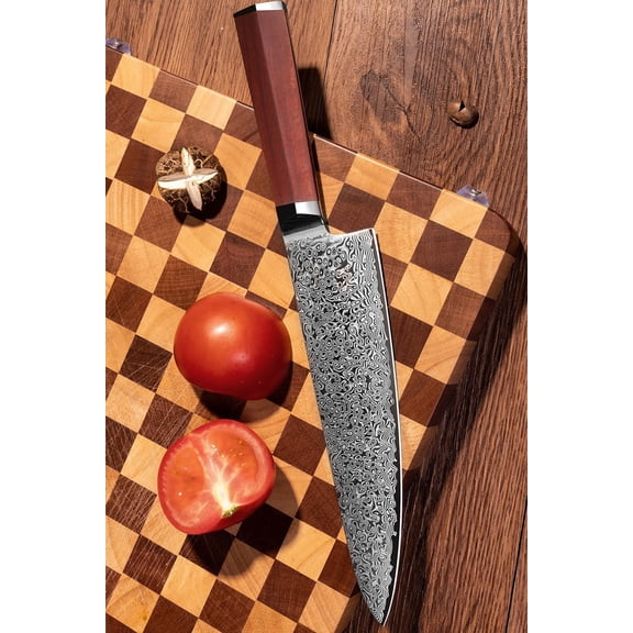 Kegani 8" Chef Knife - Damascus Japanese 73 Layers VG-10 Japanese Knife - Rosewood FullTang Handle Japanese Knife