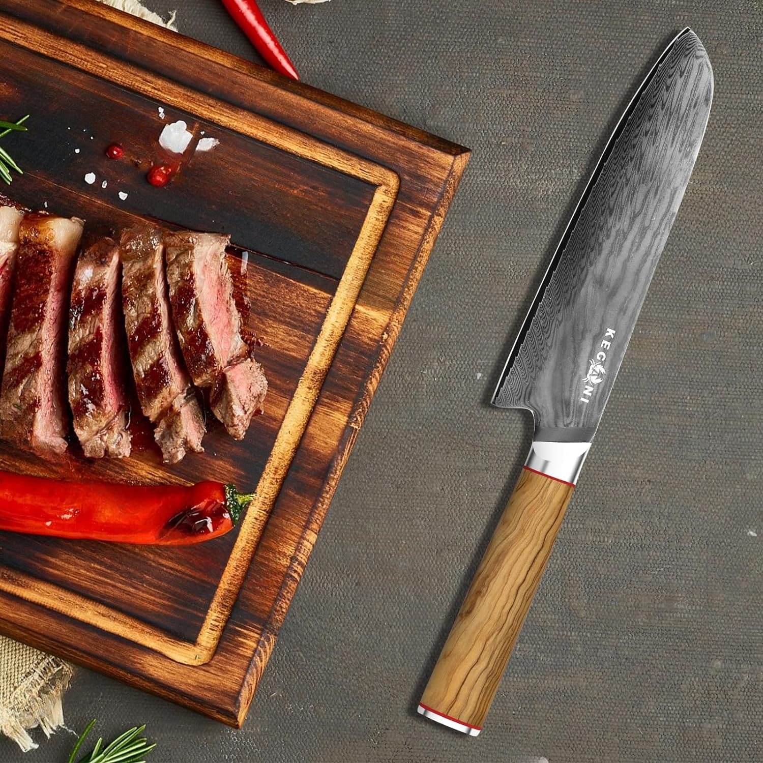 Ultrasharp Kitchen Kegani Chef Knife - 8 Inch Japanese Knife, 67 Layers Japanese VG-10 ...