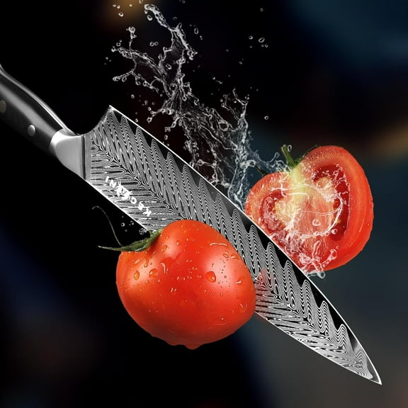 Kegani Damascus Chef Knife - 8-inch Chef Knife - 73-Layer Japanese AUS-10 Super Damascus Steel - Professional Kitchen Knife with Protective Sheath.