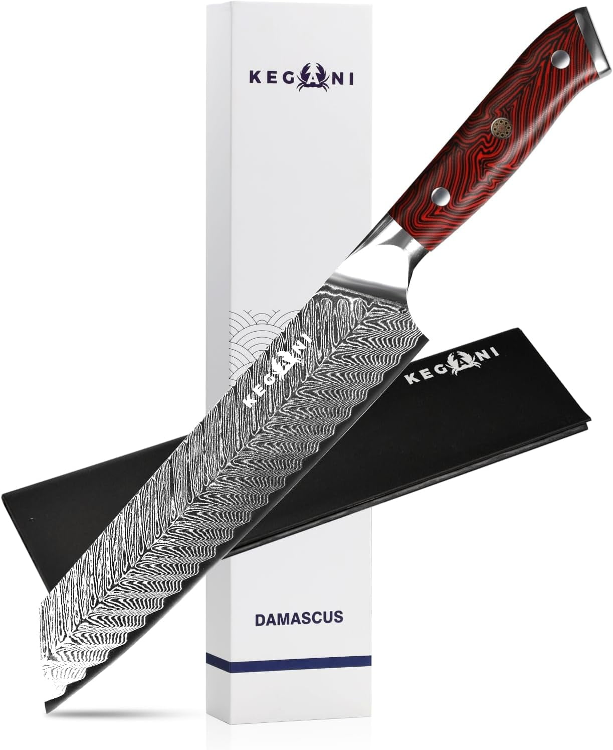 Kegani Kiritsuke Knife - 8 Inch Professional Chef Knife, 67 Layers Japanese VG-10 Damascus Steel Kitchen Gyuto Chef's Knife - Ergonomic Handle, Gift Box - Flame Knight Series
