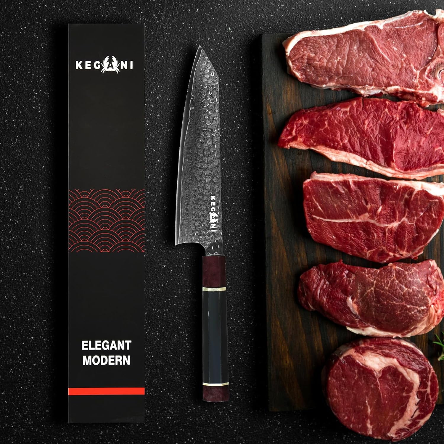 Ultrasharp Kitchen Kegani Kiritsuke Knife - 8 Inch Professional Gyuto Knife 67 Layers ...