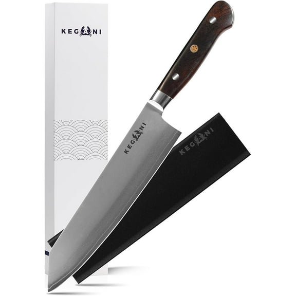Kegani Kiritsuke Knife - 8-Inch Professional Japanese Chef Knife, Japanese VG-10 Ultra-Sharp Kitchen Knives, 9 Layer Clad Steel - Ergonomic Handle