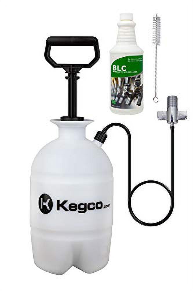 Kegco Deluxe Hand Pump Pressurized Keg Beer Cleaning Kit with 32 Ounce National Chemicals Beer Line Cleaner,Black (Packaging of cleaning solution May Vary),White