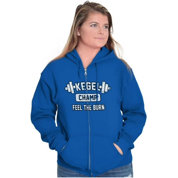 Kegel Champ Feel The Burn Workout Zip Hoodie Sweatshirt Women Brisco Brands S