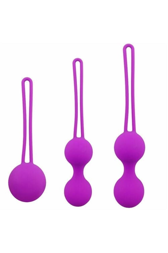 Kegel Exercise Weights Kit Ben Wa Balls - Bladder Control Pelvic Floor Exercise Vagina Tightening Vaginal Training Kit For Women And Post-Pregnancy Recover 3-Piece Set-Purple