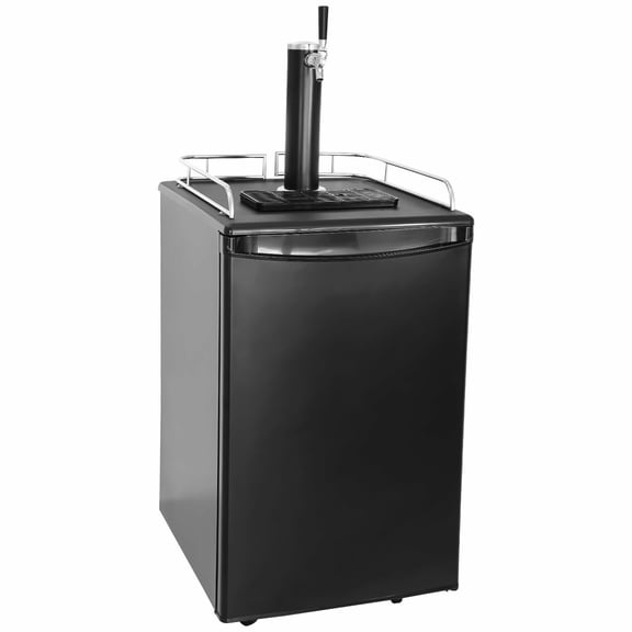 Kegerator Single Tap Beer Dispenser - Full Size Keg Refrigerator with CO2 Cylinder, Drip Tray, 32-50F Temp Control, 1/6, 1/4, 1/2 Barrel Compatible, Black