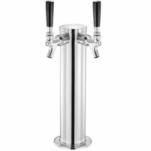 Kegerator Tower Kit, Dual Tap Beer Dispenser, Stainless Steel - CGA320 Regulator & D-System Coupler, Party Bar Home Brewing