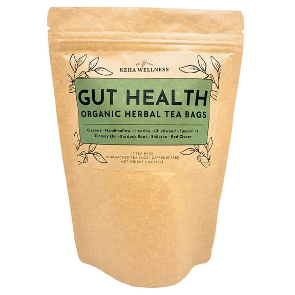 Keha Wellness Organic Herbal Tea for Gut Health - 15 Extra Flavorful Tea Bags for Immune Support and Microbiome Repair, Made in the USA