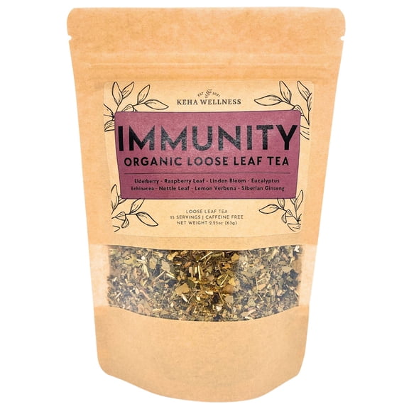 Keha Wellness Organic Immunity Loose Leaf Herbal Tea - Full Flavor, Caffeine-Free, Made in the USA