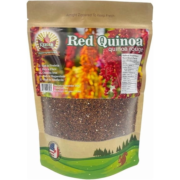 Kehar Foods Red Quinoa Seeds, 681g, Gluten-Free, High Protein, Non-GMO, Vegan, Rich in Fibre