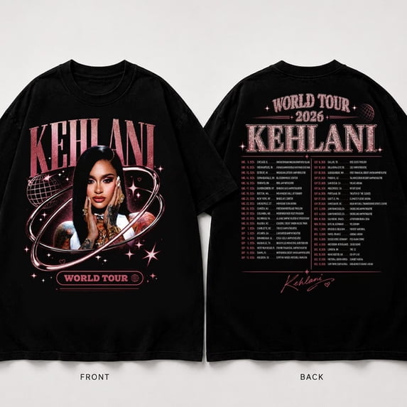 Kehl@ni World Tour 2026 Vintage Bootleg Style Graphic T-Shirt R&B Concert Merch