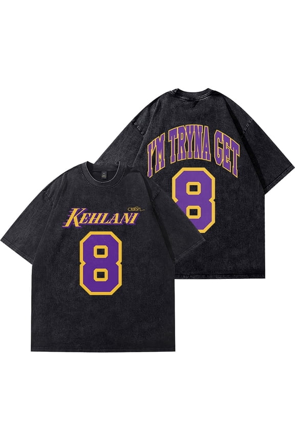 Kehlani 8 Logo Vintage Wash T-shirt Crash World Tour Merch pure cotton T-shirt unisex fashion short sleeved