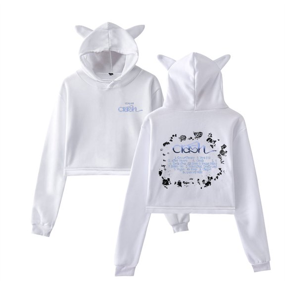 Kehlani Crash Cat Ear Sweatshirts Casual Fashion Short Hoodies Unique Women Clothing