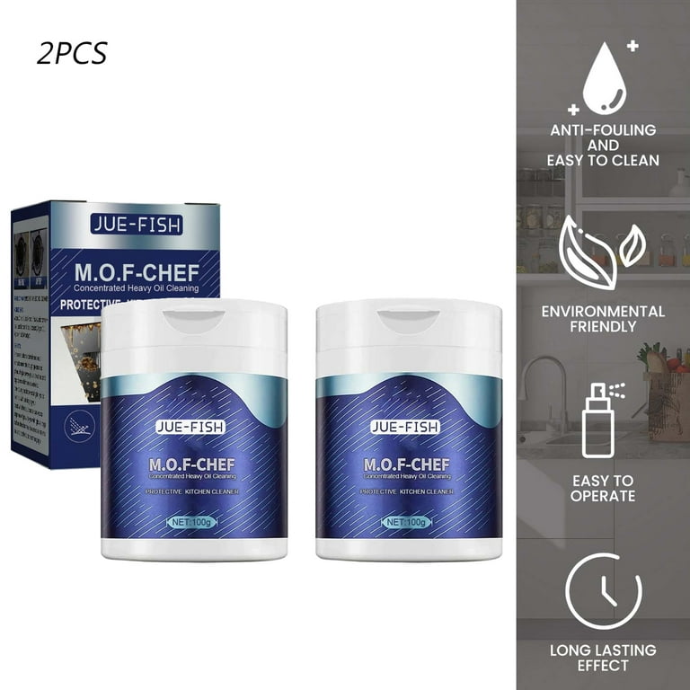 Kehuo 2PCS 100g Protective Cleaning Protective Kitchen Cleaner Powder,  Heavy Oil & Stain Cleaning Powder, Kitchen Cleaner Powder Kitchen Oil  Pollution Cleaning Powder 