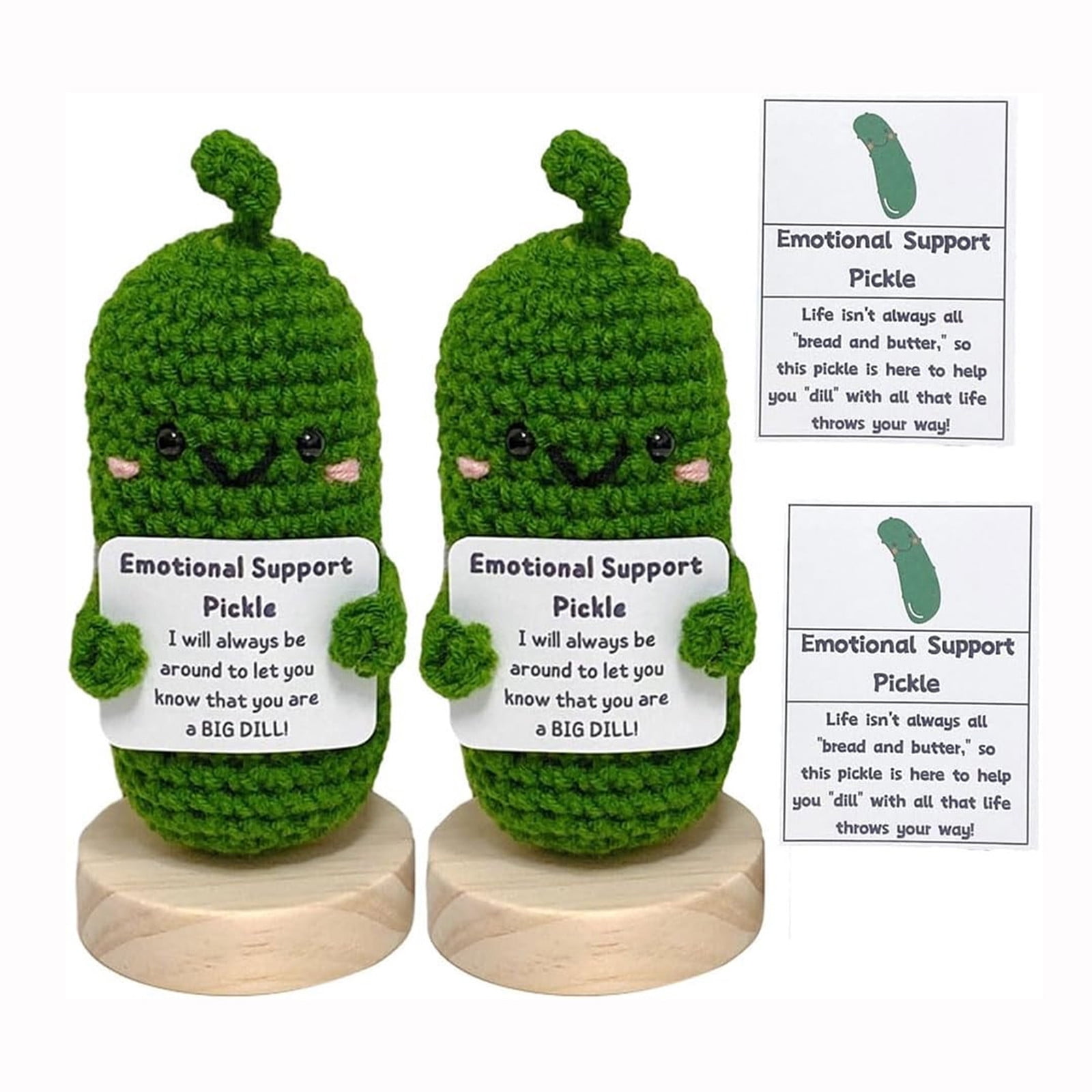 Handmade Emotional Support Pickled Cucumber Plush Toy Encouragement Card  Handmade Crochet Pickles Knitting Doll Ornament Gift