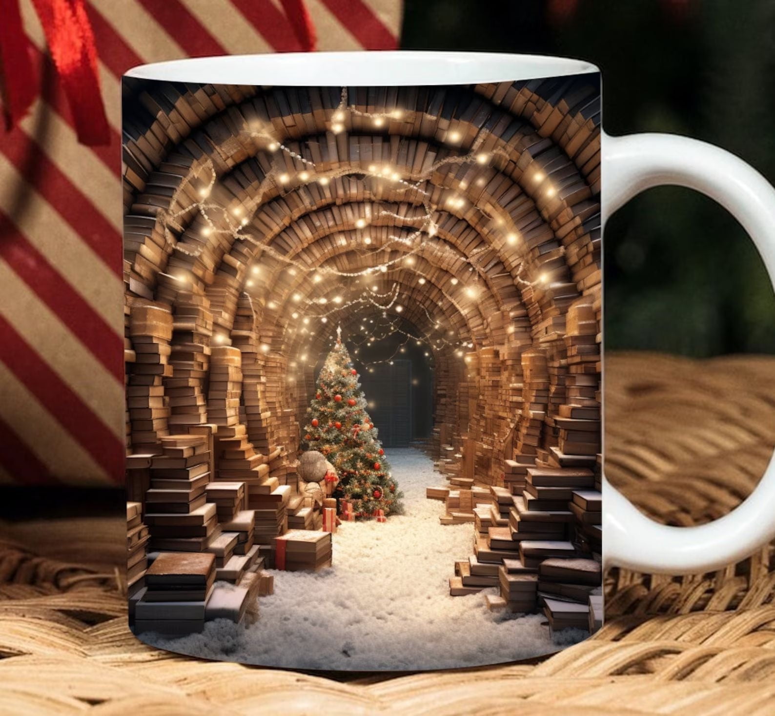 Kehuo 3D Bookshelf Mug 3D Bookshelf Coffee Mug 3D Effect Ceramic