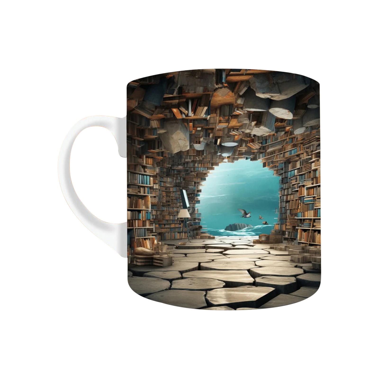 Kehuo 3D Bookshelf Mug 3D Bookshelf Coffee Mug 3D Effect Ceramic