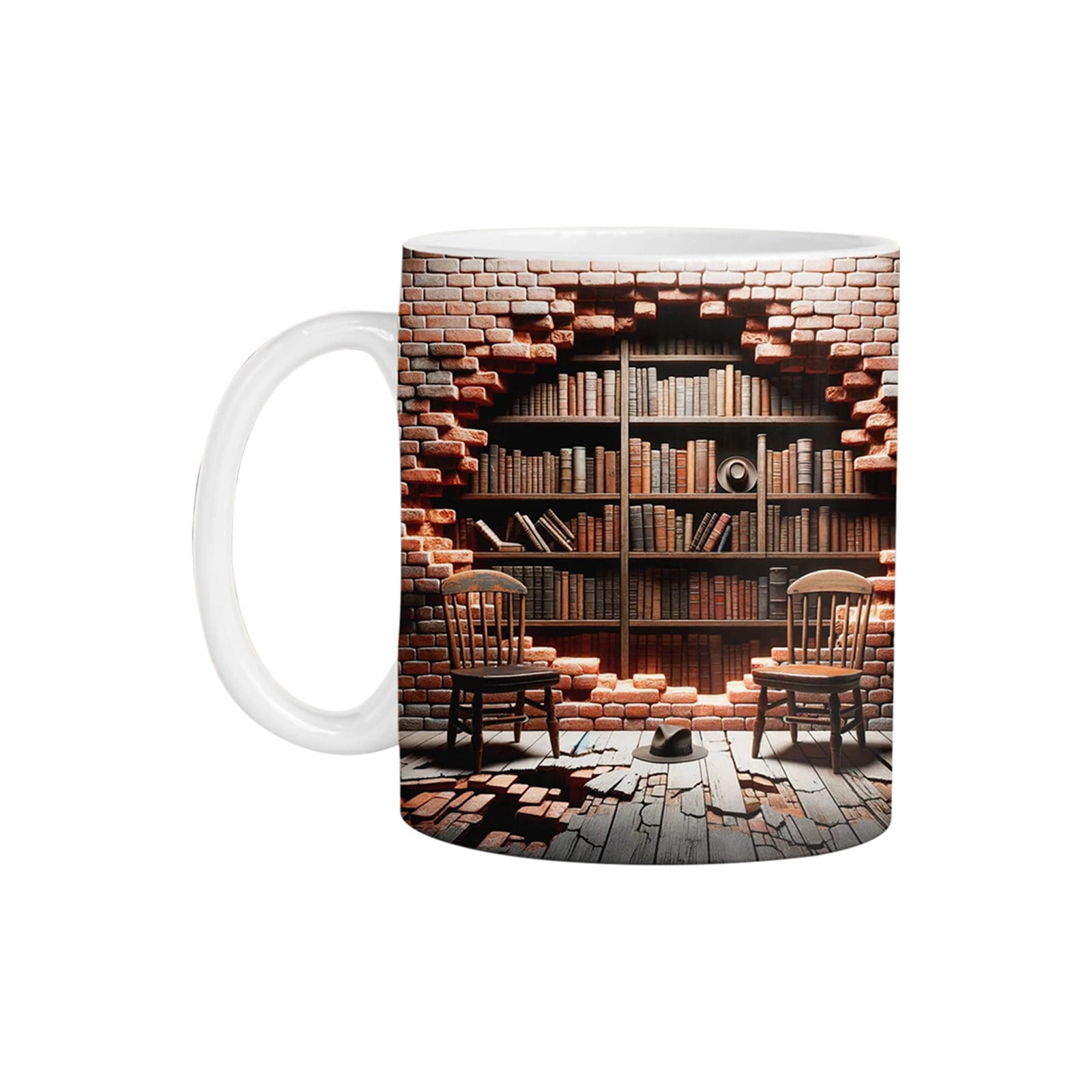 Kehuo 3D Bookshelf Mug 3D Bookshelf Coffee Mug 3D Effect Ceramic
